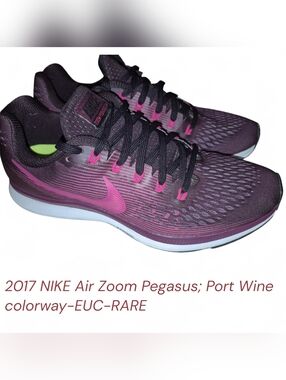 Nike Air Zoom 2017 Pegasus 34 Women’s Running Shoes -Port Wine/Deadly Pink EUC❣️